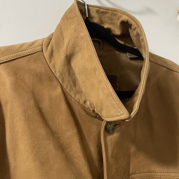 Tan Suede Leather Barn Coat Utility Jacket Mens XL Sport Chore Hunting - Picture 6 of 16